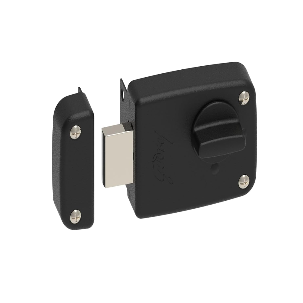 Godrej Rim Lock I Deadbolt Compact I 1CK Deadbolt I for Inside Opening Wooden Main Door | Left Right Handed Doors I 3 Keys I 1 Years Warranty I Textured Black Finish